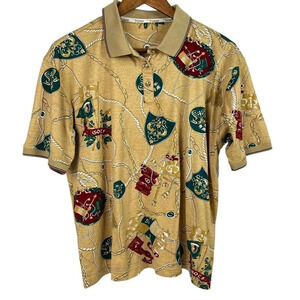 Sportfolio By Monica Womens Golf Polo Shirt Print Short Sleeve Multicolor Sz XL